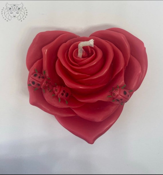 Heart Flower Ladybug Scented Candle / Heart Candle / Flower Candle