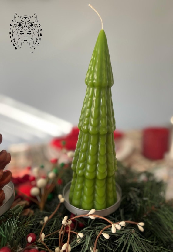 Christmas Tree Beeswax Candle / Christmas Decor / Homemade Candle