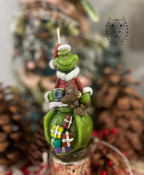 Christmas Grinch Scented Candle / Christmas Decor / Homemade Candle