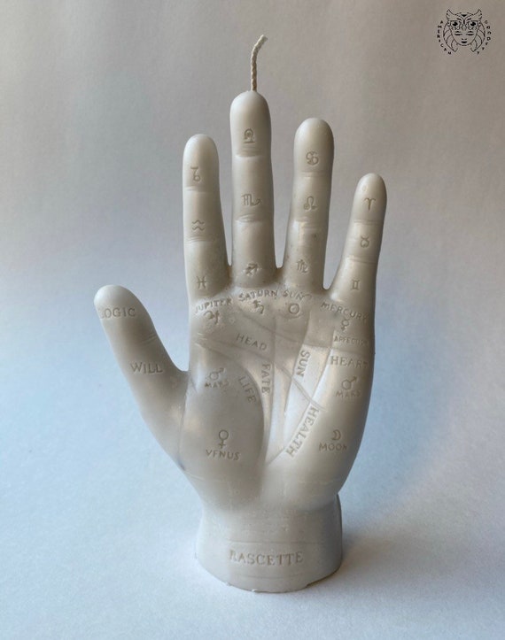 Beeswax Hand / Palmistry Scented Candle / Fortune Telling Candle / Palm Reading Hand