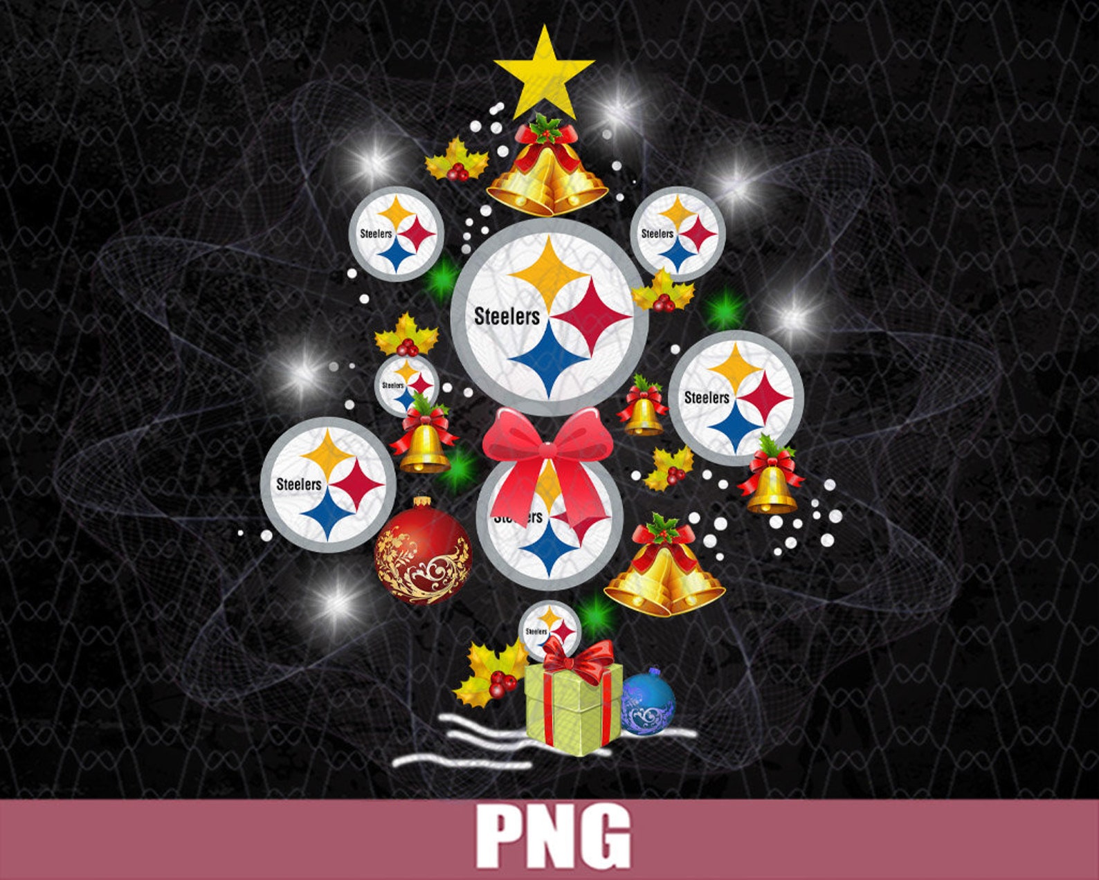 Pittsburgh Steelers Christmas Tree PNG Format Pittsburgh Etsy