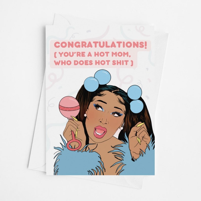 New Baby Card for Her Funny Hip Hop Card Rapper Card New Mom, Baby Shower Celebration Card image 1