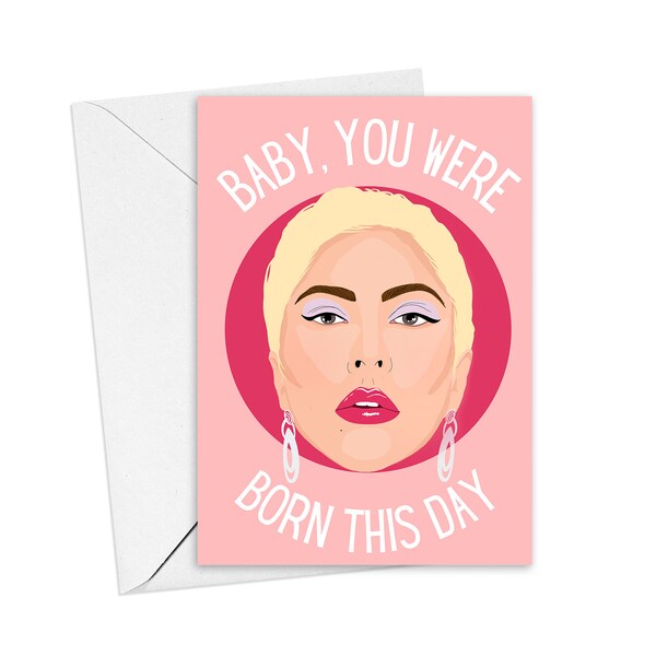 Born This Day Happy Birthday Greeting Card,  Card for Her or Him, Pop Culture Birthday Gifts, Custom Birthday cards