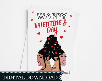 PRINTABLE Card - Digital Download - Happy Valentines Day - Hip Hop Love Card - Valentines Day Card for Friend or Girlfriend, Galentines Day