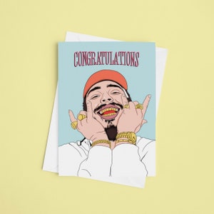 Hip-Hop Graduation Card for Him or Her- Congratulations Rapper Card - Special Occasion - Bachelor Party, Engagement Card