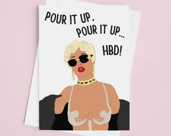 Pour It Up - Funny Birthday Card for Her, Girlfriend, Sister - 21st Happy Birthday Greeting Card - Custom Birthday Card and Gift