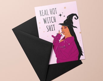 Halloween Birthday Card for Her - Funny Hip Hop Card - Rapper Card - Halloween Decor, Girlfriend, Best Friend Celebration Card, Witch Card