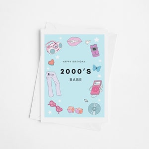 2000’s Babe Birthday Card - Funny 00’s Theme Gifts - Happy Birthday Celebration Card for her, Girlfriend, Friendship Card, Wife-Custom Gift