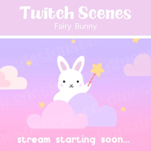 Animated Sunset Fairy Bunny Twitch Scenes Pack - Stream Starting, Be Right Back, Stream Ending, Offline Scenes | Dreamy Sunset Twitch Pack