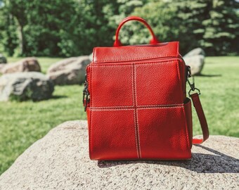 Mini Leather Backpack: Convertible Crossbody Purse, Small 