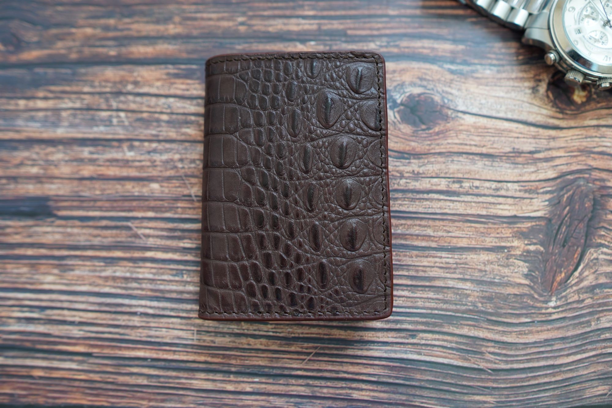 Large crocodile print wallet, Black - Sisley