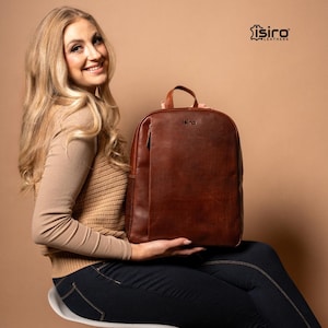 Handmade Leather Laptop Backpack, Top Grain Leather Backpack, Weather-Resistant Hiking, Women and Men Purse, Unisex Leather Rucksack