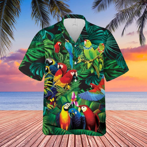 Parrot Tropical Wild Hawaiian Shirt, Hawaii Shirt, Casual Shirt, Short Sleeves Shirt, Beach Shirt, Summer Trip