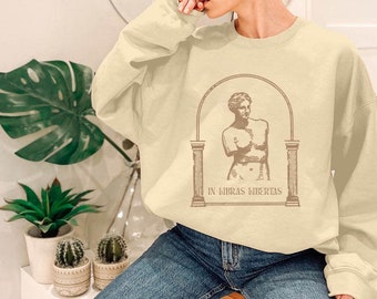 Dark Academia Sweatshirt Light Academia Clothing Greek Statue Renaissance Shirt Fine Line Art Shirt