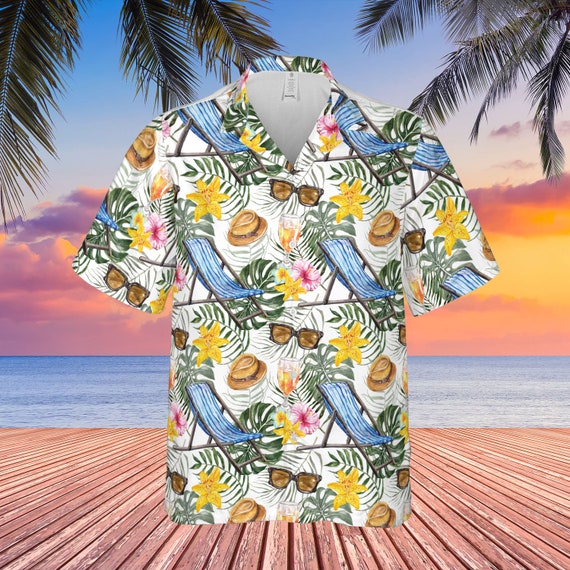 Men's Striped Floral Hawaiian Shirt - Casual Short Sleeve Button Down For Summer & Beach - View #9