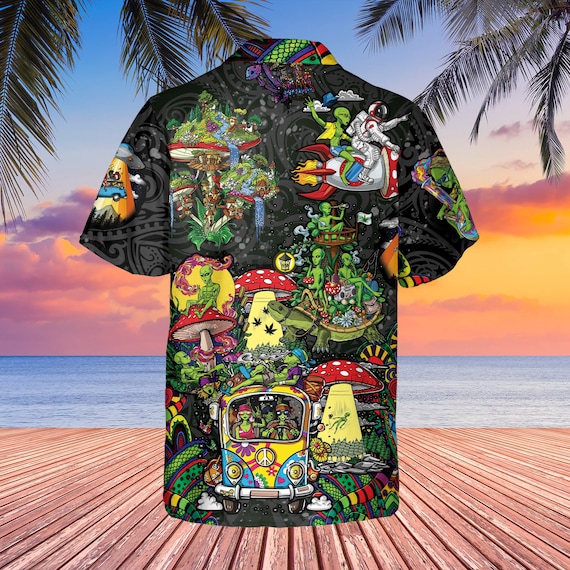 Men's Hawaiian Shirt – Short Sleeve Aloha Shirt With Fun Alien Print, Quick-Dry & Lightweight For Summer - View #5