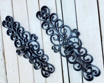 Ebony Black Haunted Steam Punk Wall Sconce Set of two. Mid century regency Candle holder halloween decor Gothic decor wall candle holder