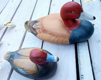 Vintage Ceramic mother baby duck statue set. Two Ceramic father baby decorative duck statues
