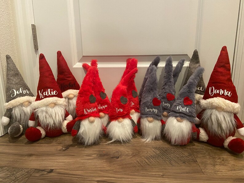 Personalized Gnomes plush gnome with family names Christmas Etsy