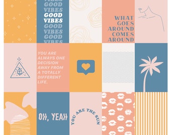 Good Vibes Collage Kit Blauw /Geel (40 handgemaakte afbeeldingen!)