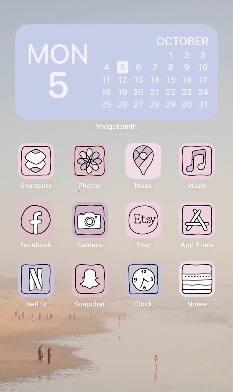 Pink/purple Pastel Ios + Android App Icons | Ios14 Widget Photos - Etsy