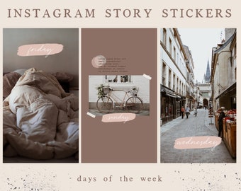 Instagram Story Stickers Blush | Days of Week | Insta Stories | IG Story Stickers