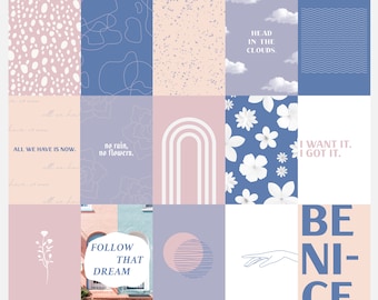 The Dreamers Collage Kit in Blue & Pink (40 Handmade Images + 7 Extra Freebies)