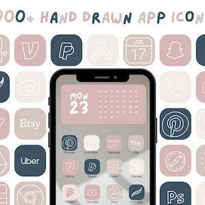 Royalty iOS App Icons, iPhone App Covers, Aesthetic Icons, Hand drawn App Icons