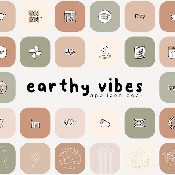 Earthy Vibes App Icon Pack | iOS14 Widget Photos | Widgetsmith Shortcuts | iOS Widget Covers | iOS 14 Icon Pack