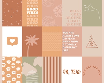 Good Vibes Collage Kit in Burnt Orange/Dusty Rose (40 Handmade Images!)