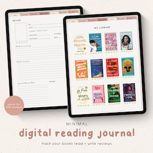 Minimal Digital Reading Journal | Book Reviews | Reading Tracker for GoodNotes (Portrait Version)