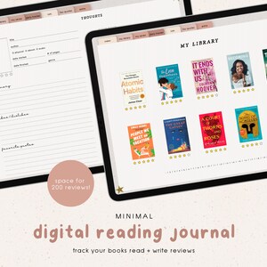 Minimal Digital Reading Journal | Book Reviews | Reading Tracker for GoodNotes