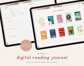 Minimales digitales Lesetagebuch | Buch bewertungen | Lese-Tracker für GoodNotes