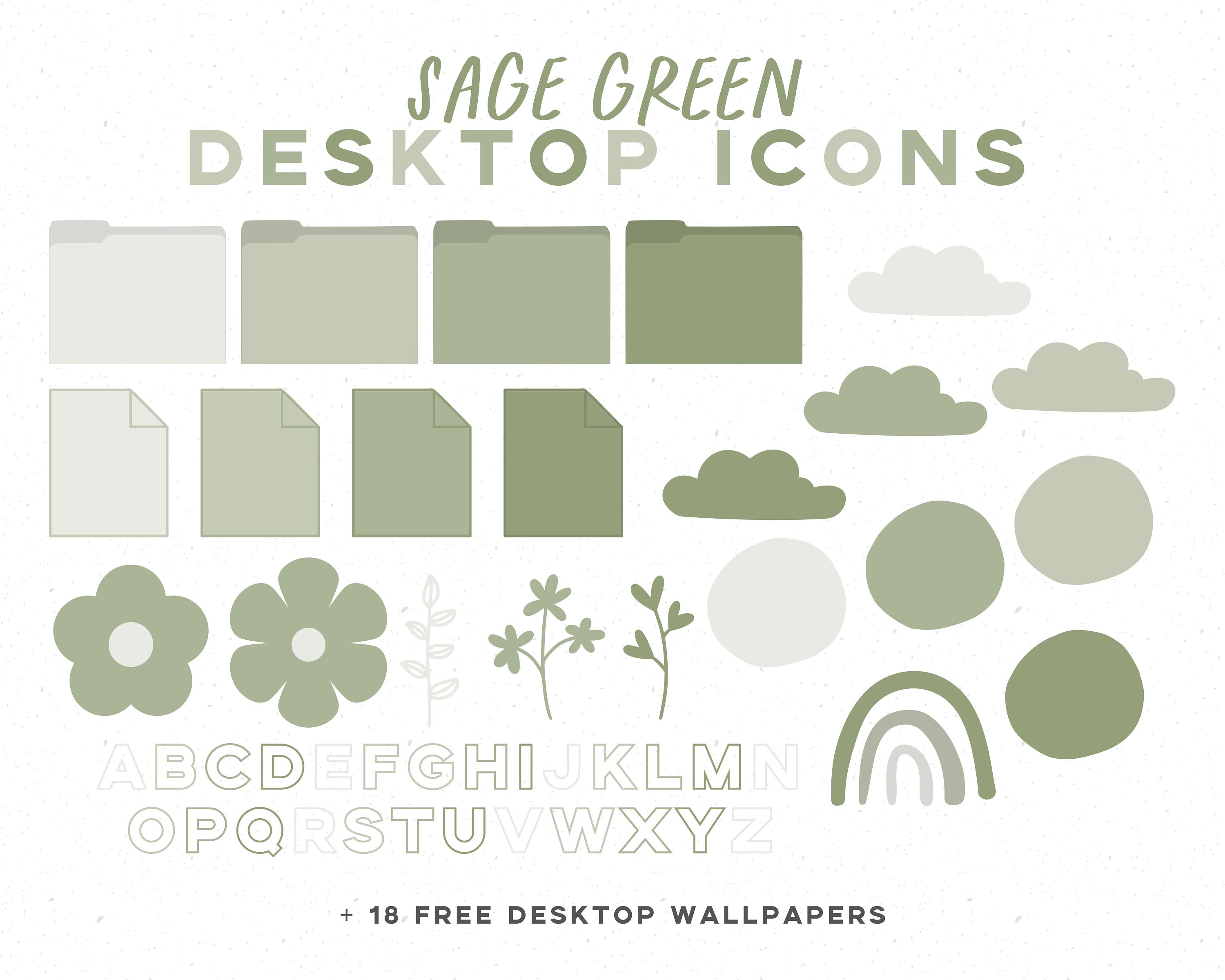 Sage Green Desktop Folder Icons Wallpapers Aesthetic - Etsy