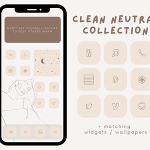 Clean Neutral iOS/Android App Icons Collection, Aesthetic Icons, Hand-drawn App Icons (Beige/Brown)