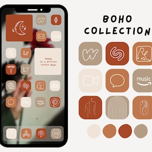 Boho Collection, iOS App Icons, iPhone App Covers, Aesthetic Icons, Hand-drawn App Icons