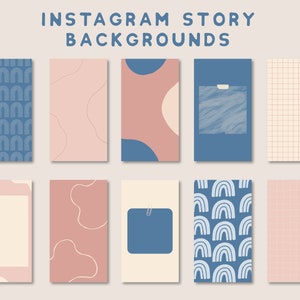 Puede incluir: Conjunto de 10 fondos de historia de Instagram en azul, rosa y beige con varios patrones y diseños, que incluyen formas abstractas, patrones de cuadrícula y arcos.