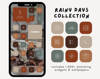 Rainy Days Collection, iOS App Icons, Aesthetic Icons, Hand-drawn App Icons