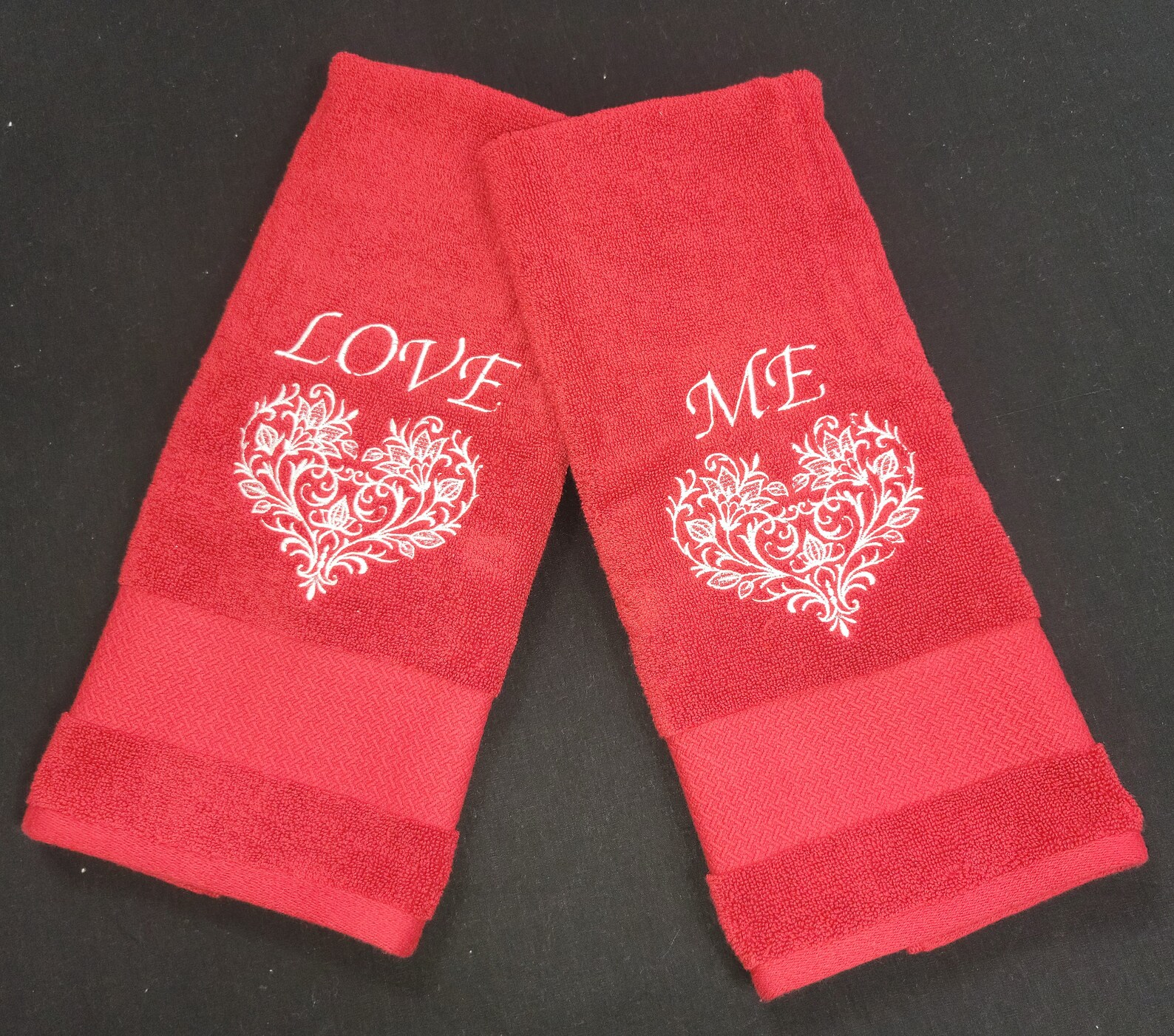 Love Me Valentines hand towel set Red hand towels White hand Etsy