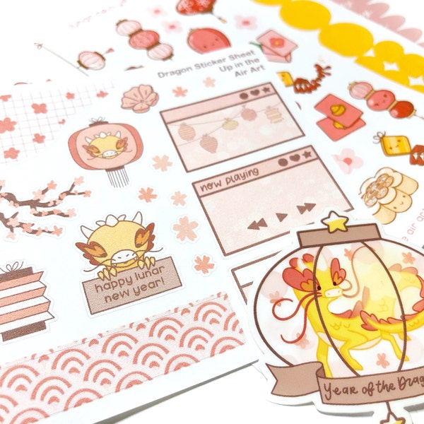 Lunar New Year, Year of the Dragon, 2024, Weekly Bullet Journal Kit, BuJo and Planner Stickers, PHYSICAL Sticker Sheets, NOT Digital