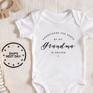 Hand picked for earth by my grandma in heaven Baby Bodysuit, Baby Clothes bodysuit prefect baby shower gift 101