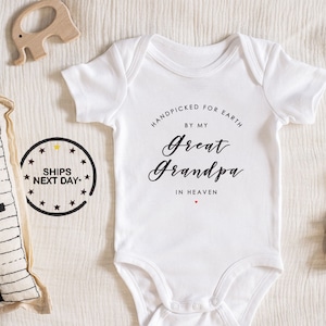 Hand picked for earth by my great grandpa in heaven Baby Bodysuit, Baby Clothes bodysuit prefect baby shower gift 101