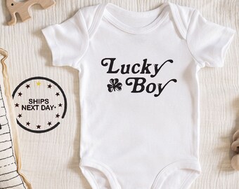 Lucky boy Baby Bodysuit Vintage Baby boy girl unisex Clothes New pregnancy announcement baby shower gift idea Bodysuit 196