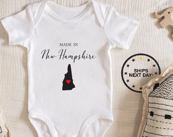 Made In New Hampshire Baby Bodysuit, Baby boy girl unisex Clothes baby shower gift idea Bodysuit 111.29