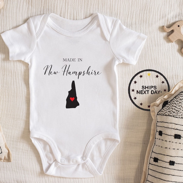 Made In New Hampshire Baby Bodysuit, Baby boy girl unisex Clothes baby shower gift idea Bodysuit 111.29