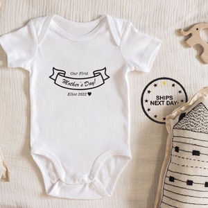 Our First Mother's Day! Custom Name Bodysuit, Baby Clothes, New baby, Baby shower gift idea,  Customized bodysuit, cute baby shower gift 219