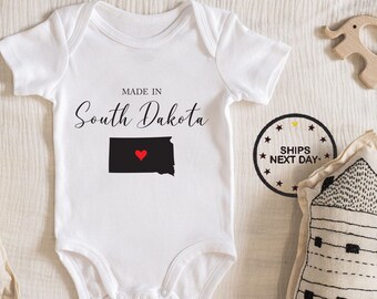 Made In South Dakota Baby Bodysuit, Baby boy girl unisex Clothes baby shower gift idea Bodysuit 111.41