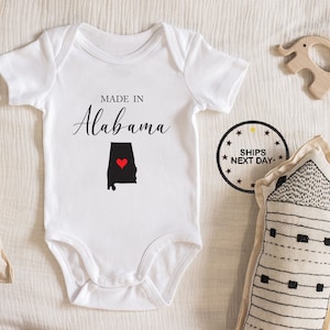 Made In Alabama Baby Bodysuit, Baby boy girl unisex Clothes baby shower gift idea Bodysuit 111