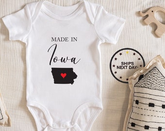 Made In Iowa Baby Bodysuit, Baby boy girl unisex Clothes baby shower gift idea Bodysuit 111.15