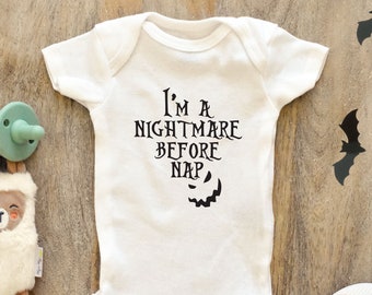 Body de bebé de Halloween con texto "Soy una pesadilla antes de la siesta", ropa unisex para bebé niño y niña, idea de regalo para baby shower, body 148